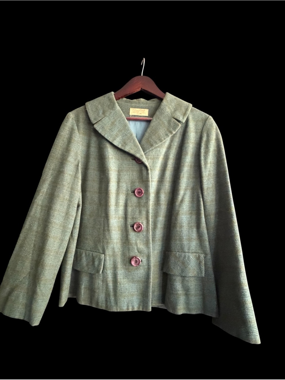 Vintage Pendleton Wool plaid Blazer in Teal/Blue and Olive Green.